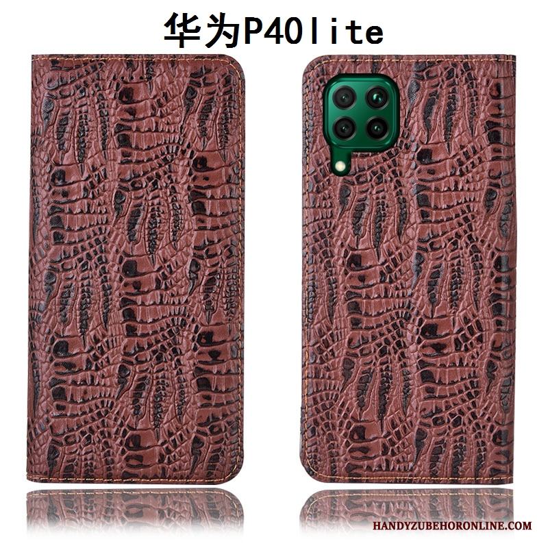 Huawei P40 Lite Täcka Blå Läderfodral Skydd Skal Telefon All Inclusive
