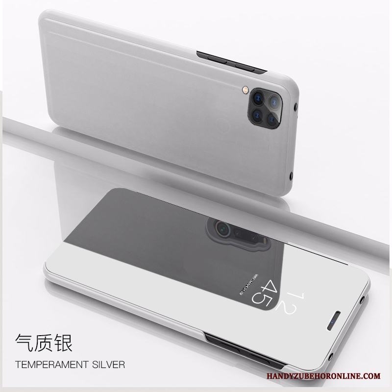 Huawei P40 Lite Täcka Spegel Läderfodral Transparent Skal Telefon Fallskydd All Inclusive