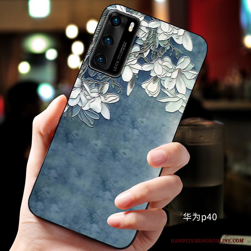 Huawei P40 Lättnad Skal Telefon Blå Mjuk Skydd Fodral