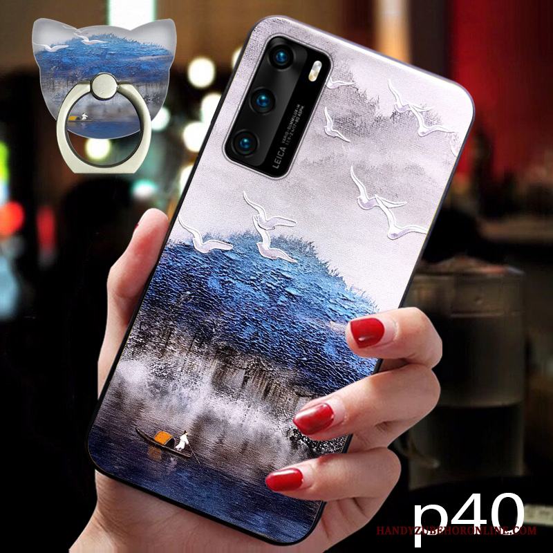 Huawei P40 Mjuk Trend Skal Telefon Rosa Fallskydd Vind Silikon