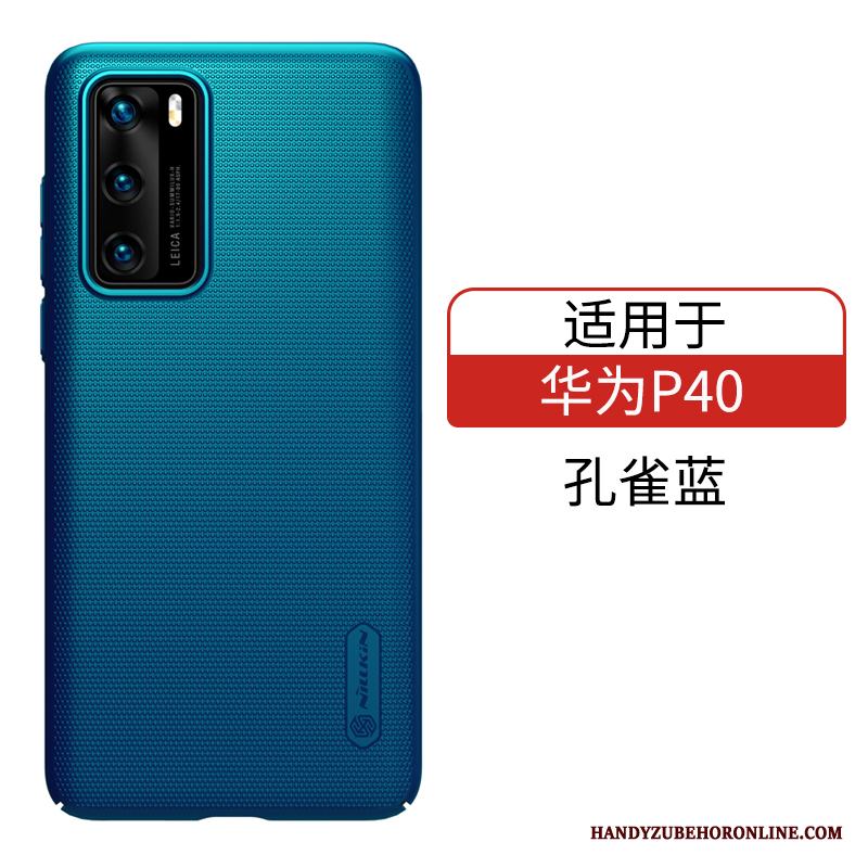 Huawei P40 Nubuck Fallskydd Fodral Guld Skal Telefon Blå Hård