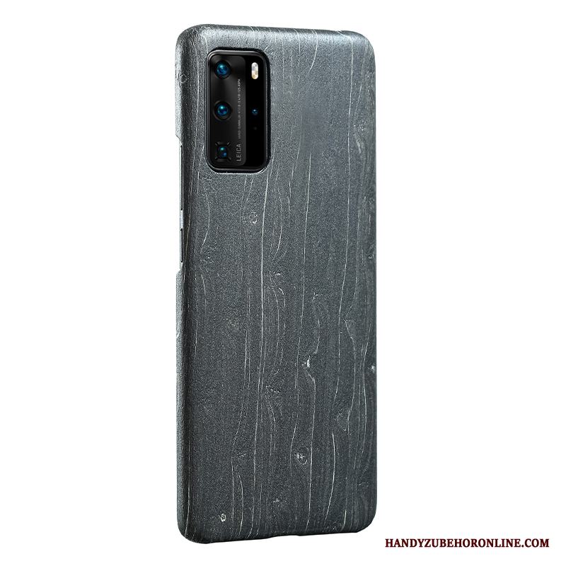 Huawei P40 Pro Känna Fodral Fallskydd Slim Trä Wood Skal Telefon