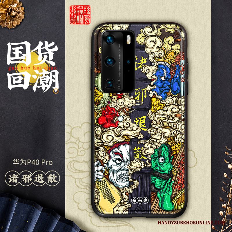 Huawei P40 Pro Läder Kreativa Mobil Telefon Fallskydd Fodral Färg Skal Telefon