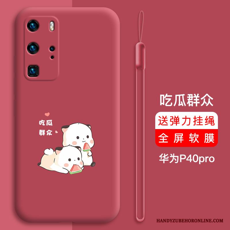 Huawei P40 Pro Skal Personlighet Slim Fallskydd All Inclusive Tecknat Röd Hemming