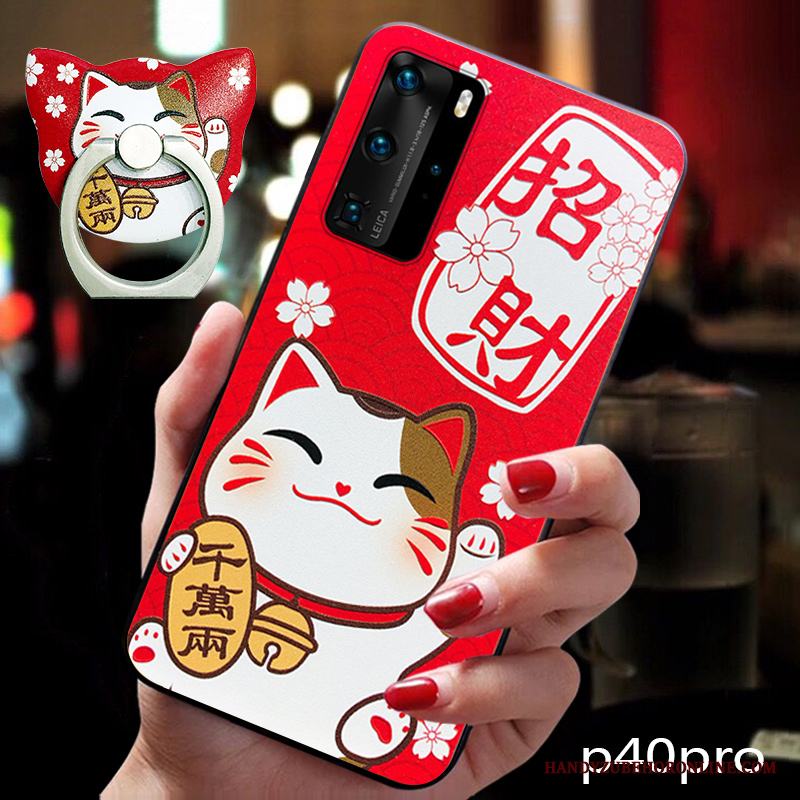 Huawei P40 Pro Skal Tecknat Kreativa Vacker Katt Ring Trend Trend Varumärke