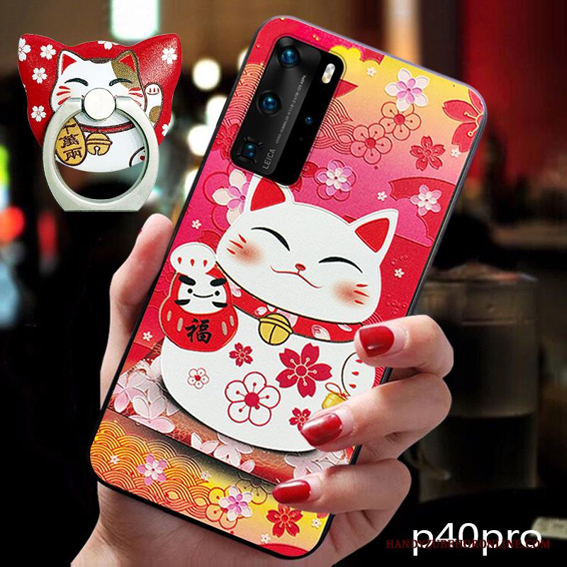 Huawei P40 Pro Skal Tecknat Kreativa Vacker Katt Ring Trend Trend Varumärke