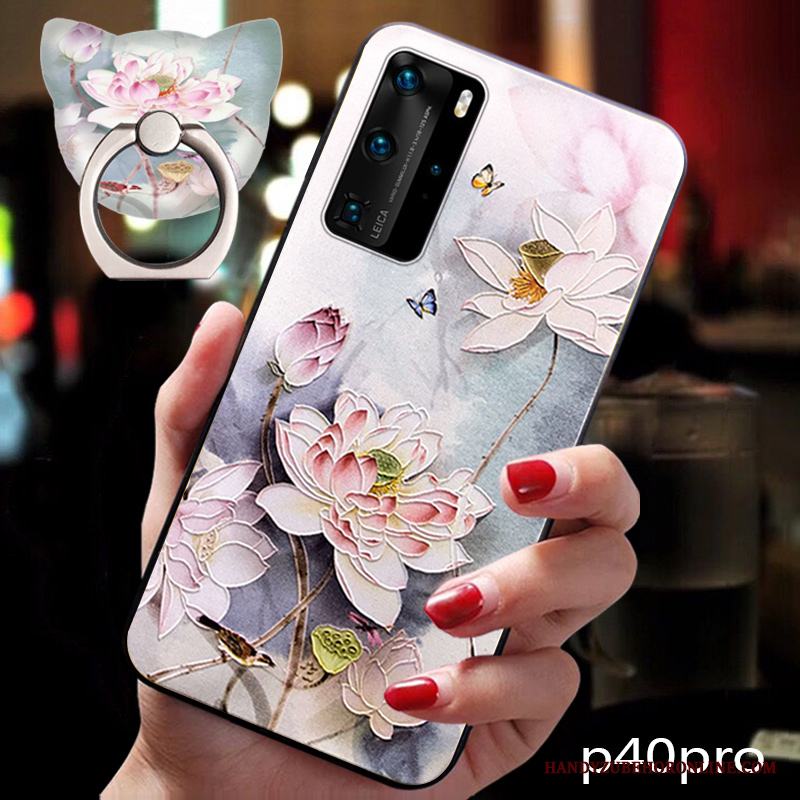 Huawei P40 Pro Skydd Rosa Mjuk Kinesisk Stil Skal Telefon Fallskydd All Inclusive