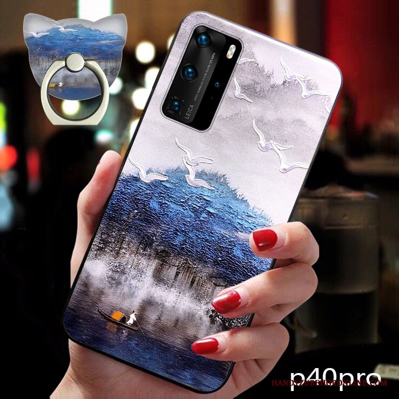 Huawei P40 Pro Skydd Rosa Mjuk Kinesisk Stil Skal Telefon Fallskydd All Inclusive