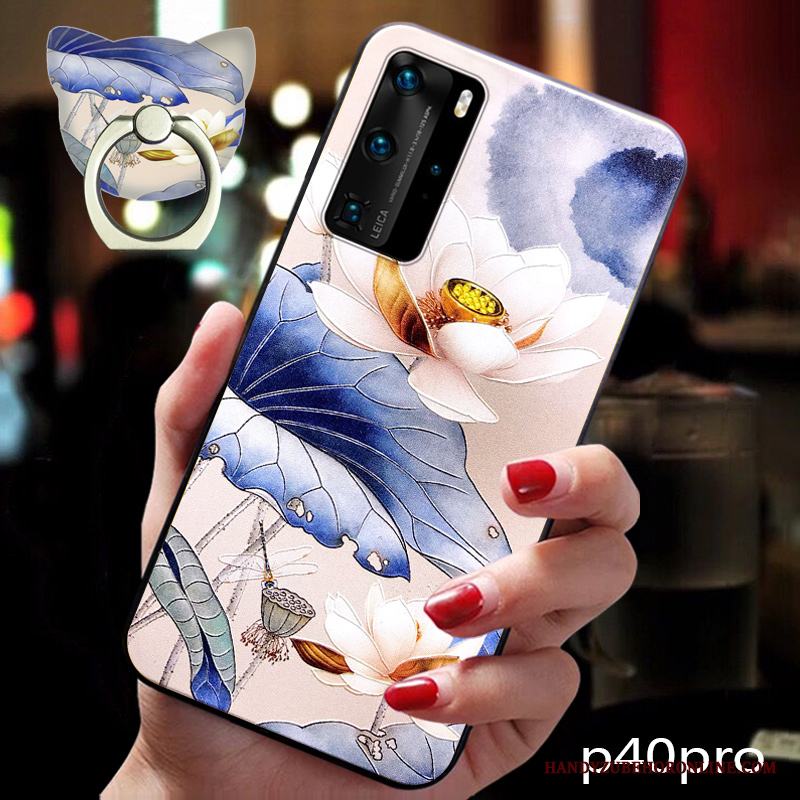 Huawei P40 Pro Skydd Rosa Mjuk Kinesisk Stil Skal Telefon Fallskydd All Inclusive