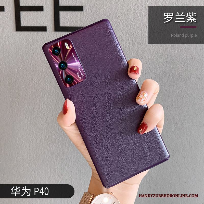 Huawei P40 Skal Läder Mönster Fallskydd Frame Net Red Trend Varumärke Fodral