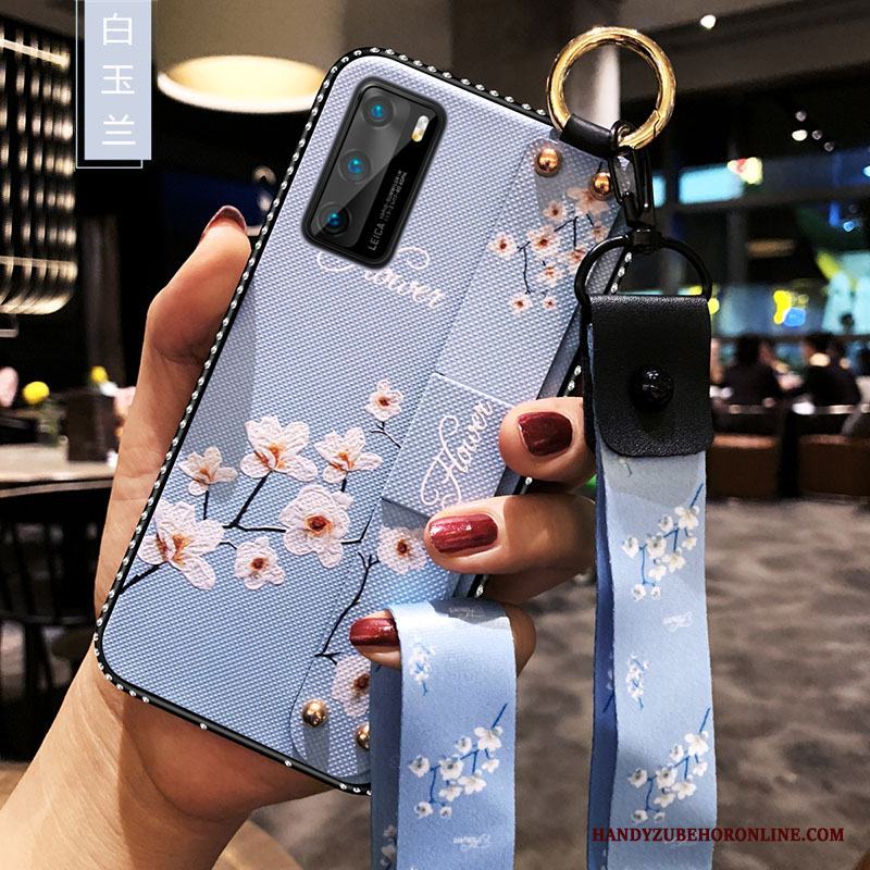 Huawei P40 Skal Telefon Slim Fallskydd Silikon Blommor Hängsmycken Net Red