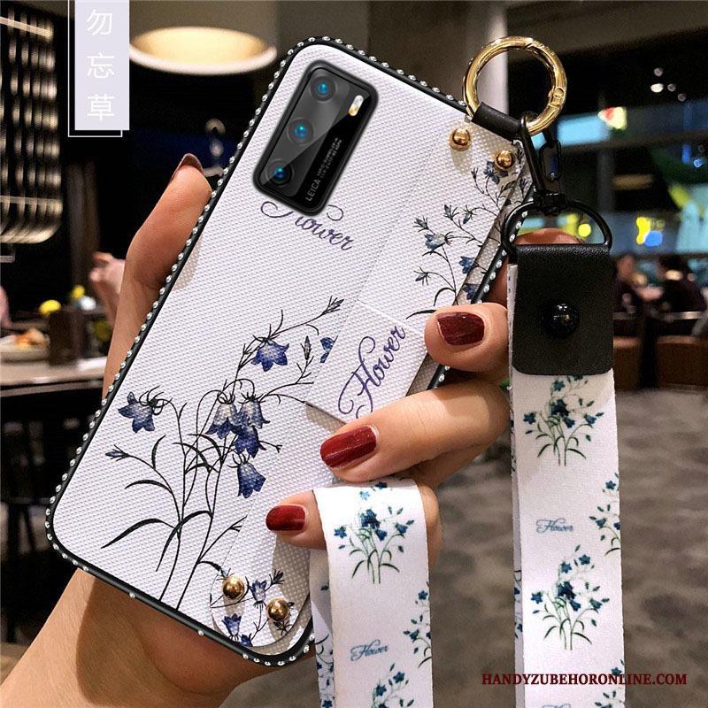 Huawei P40 Skal Telefon Slim Fallskydd Silikon Blommor Hängsmycken Net Red