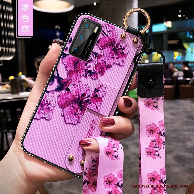 Huawei P40 Skal Telefon Slim Fallskydd Silikon Blommor Hängsmycken Net Red