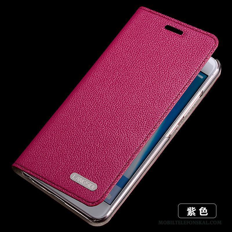 Huawei P8 Lite 2017 Rosa Äkta Läder Skal Telefon Fodral Slim Anpassa Silikon