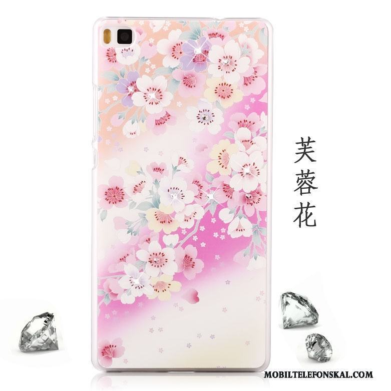 Huawei P8 Lite Målade Skal Telefon Skydd Fodral Rosa Ungdom Strass