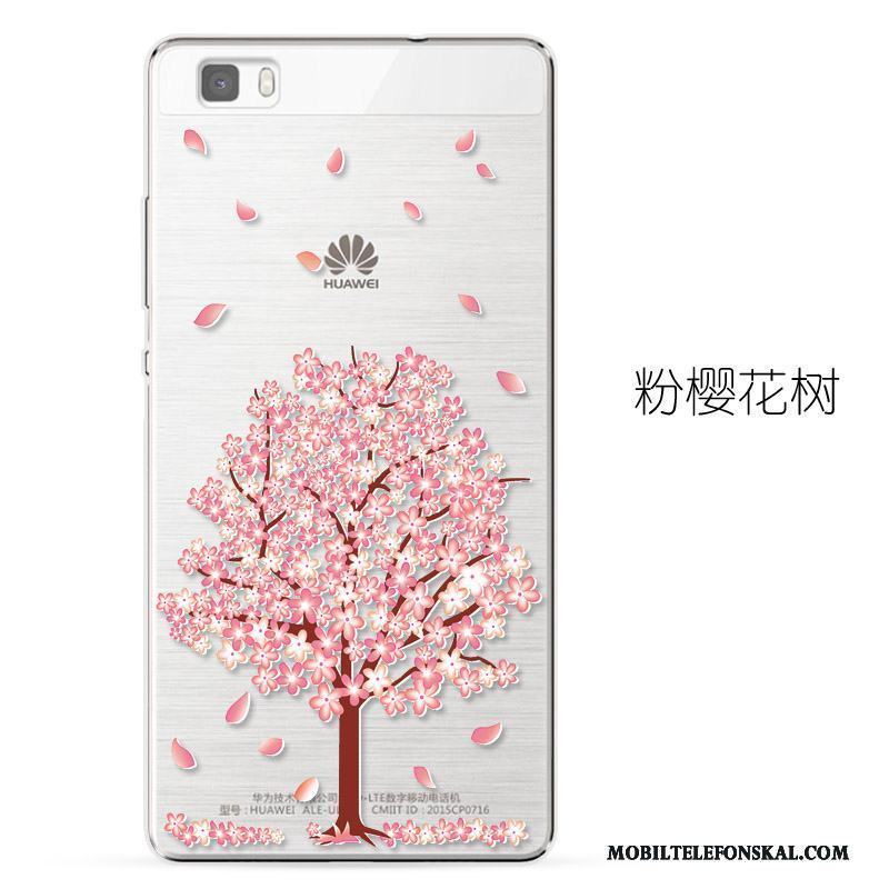 Huawei P8 Lite Skal Telefon Lättnad Fallskydd Silikon Rosa Transparent Mjuk