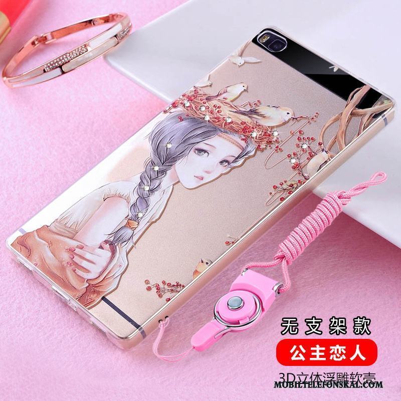 Huawei P8 Transparent Hög Strass Skydd Silikon Fallskydd Skal Telefon