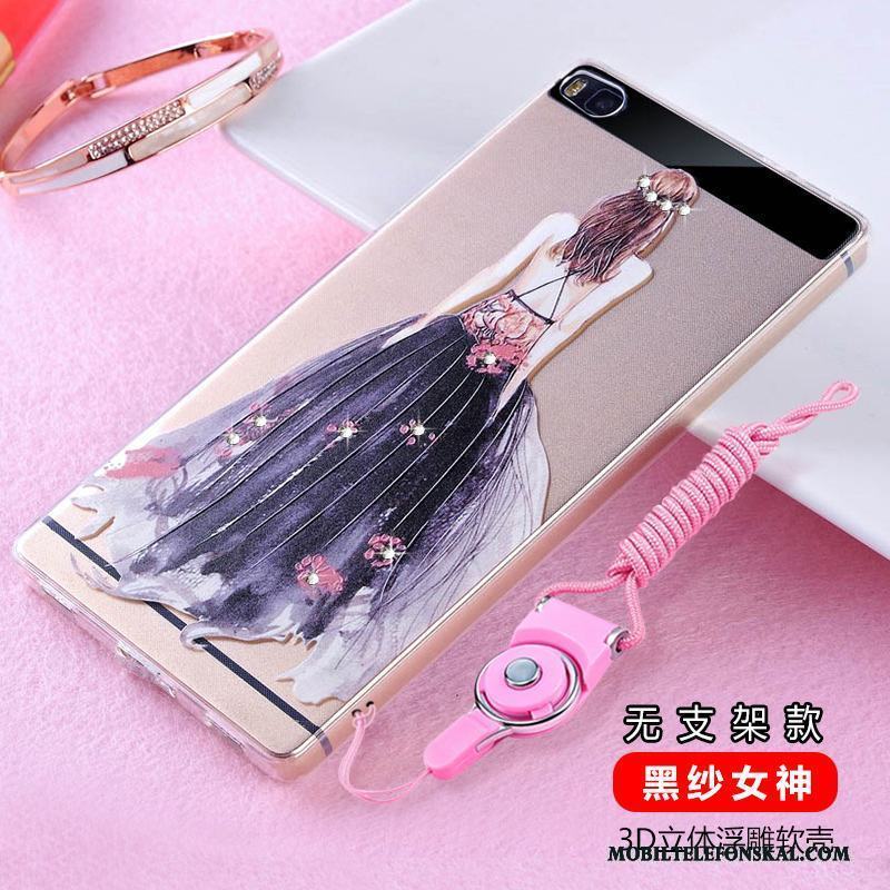 Huawei P8 Transparent Hög Strass Skydd Silikon Fallskydd Skal Telefon