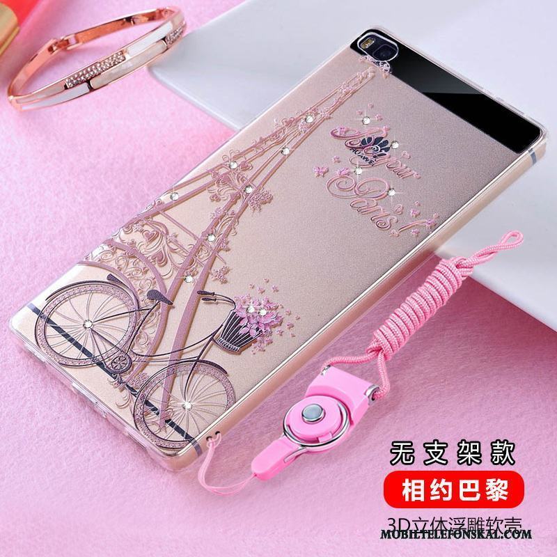 Huawei P8 Transparent Hög Strass Skydd Silikon Fallskydd Skal Telefon