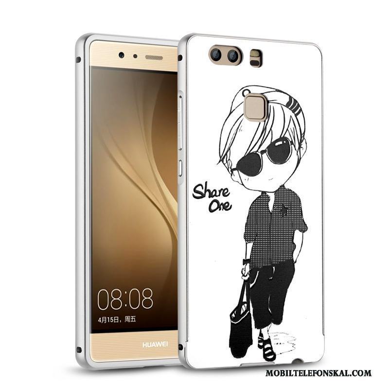 Huawei P9 Bakre Omslag Silver Skal Frame Skydd Metall Telefon