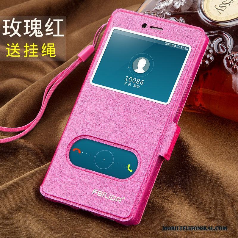 Huawei P9 Lite Läderfodral Skal Telefon Rosa Ungdom Skydd Clamshell Silikon