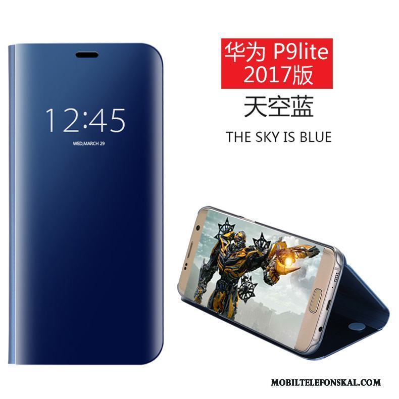 Huawei P9 Lite Silver Skydd Ungdom Fallskydd Läderfodral Skal Telefon Spegel
