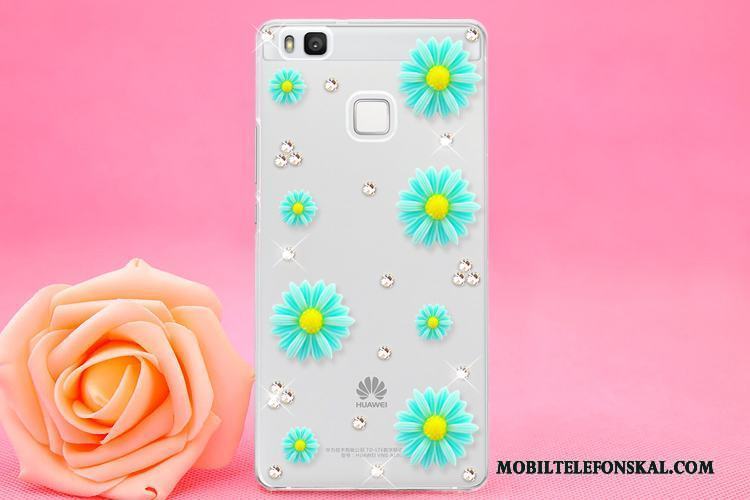 Huawei P9 Lite Strass Skydd Skal Telefon Rosa Fodral Ungdom Hängsmycken