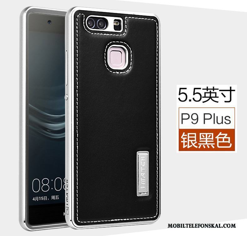 Huawei P9 Plus Mobil Telefon Fodral Skal Telefon Äkta Läder Blå Business Fallskydd