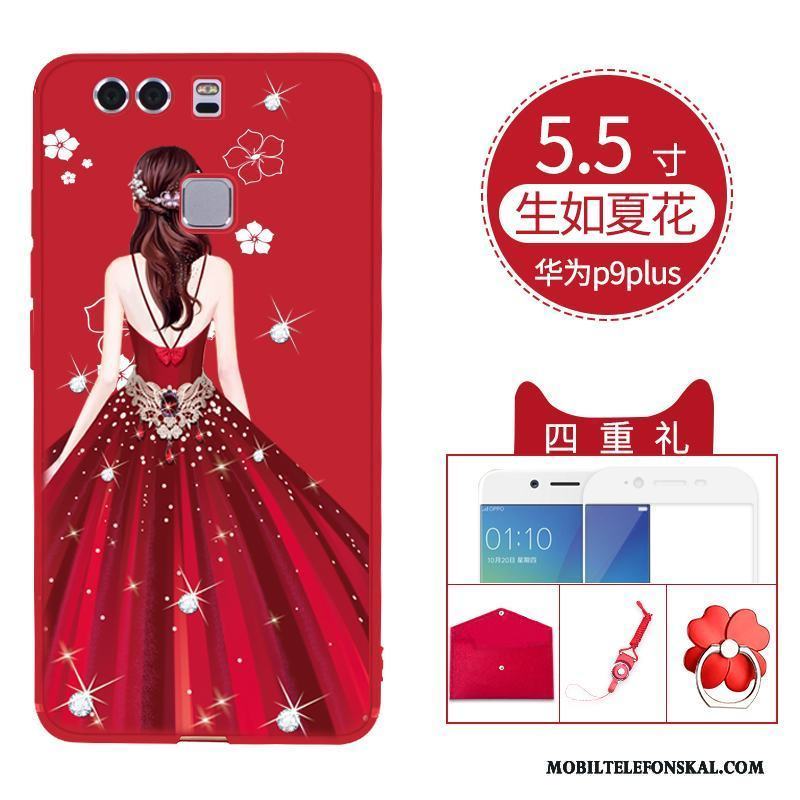 Huawei P9 Plus Röd All Inclusive Fallskydd Silikon Skal Telefon Trend Varumärke Tunn