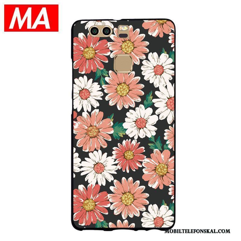 Huawei P9 Plus Silikon Svart Kreativa Blommor All Inclusive Skydd Skal Telefon