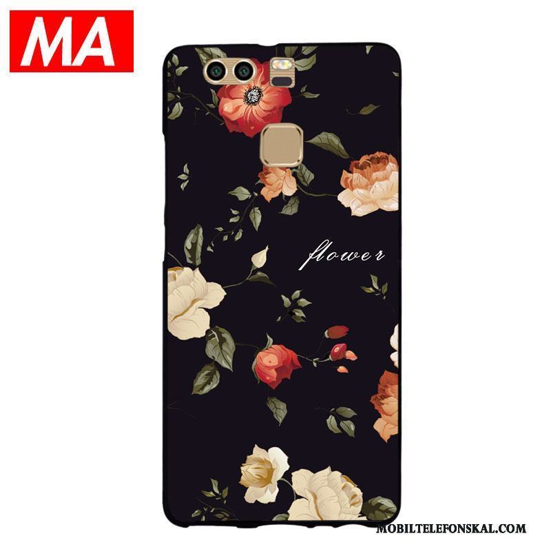 Huawei P9 Plus Silikon Svart Kreativa Blommor All Inclusive Skydd Skal Telefon