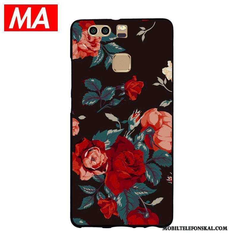 Huawei P9 Plus Silikon Svart Kreativa Blommor All Inclusive Skydd Skal Telefon