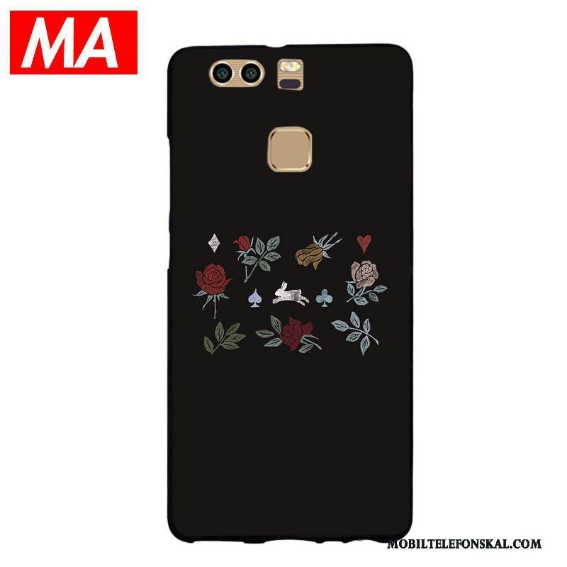 Huawei P9 Plus Silikon Svart Kreativa Blommor All Inclusive Skydd Skal Telefon