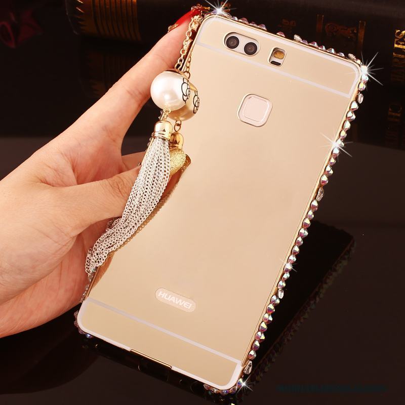 Huawei P9 Plus Strass Metall Skydd Skal Telefon Guld Fodral Frame