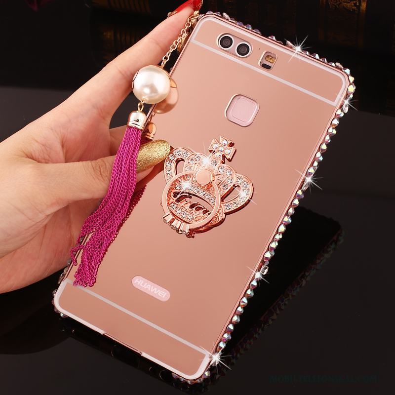 Huawei P9 Plus Strass Metall Skydd Skal Telefon Guld Fodral Frame