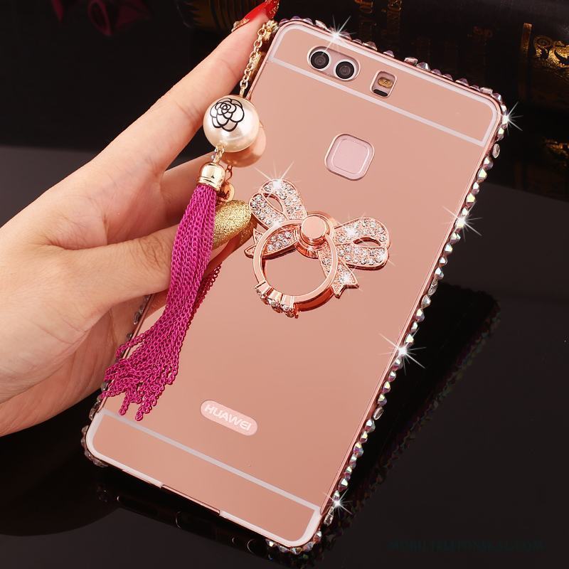 Huawei P9 Plus Strass Metall Skydd Skal Telefon Guld Fodral Frame