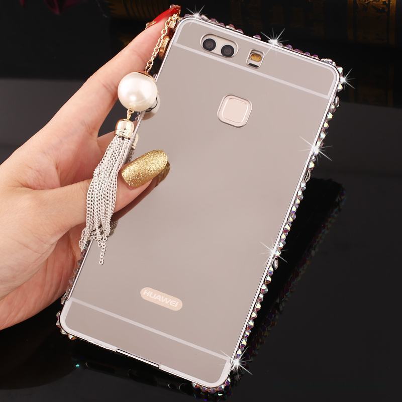 Huawei P9 Plus Strass Metall Skydd Skal Telefon Guld Fodral Frame