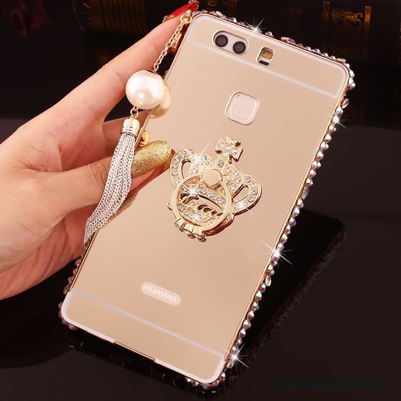 Huawei P9 Plus Strass Metall Skydd Skal Telefon Guld Fodral Frame