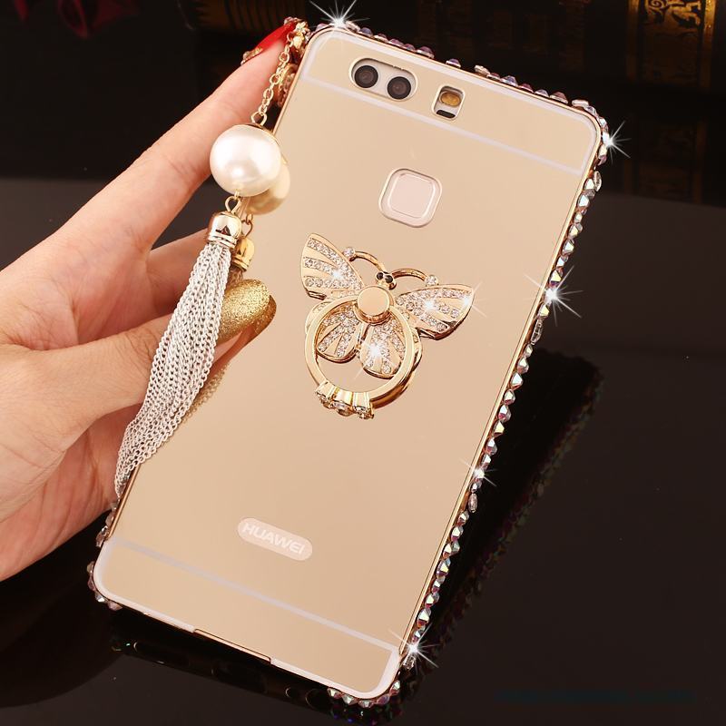 Huawei P9 Plus Strass Metall Skydd Skal Telefon Guld Fodral Frame