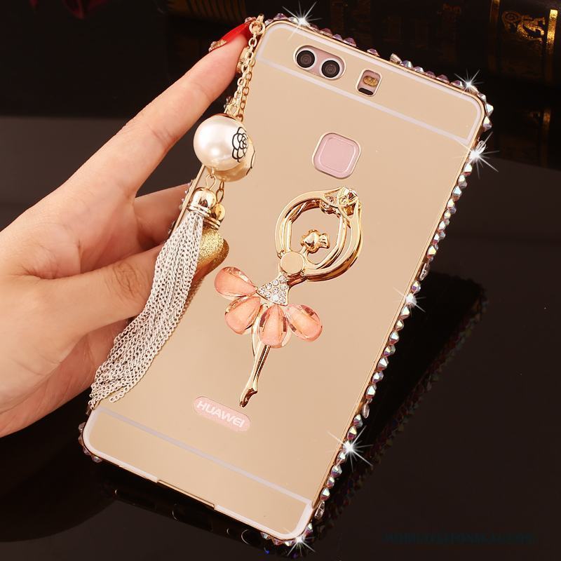 Huawei P9 Plus Strass Metall Skydd Skal Telefon Guld Fodral Frame