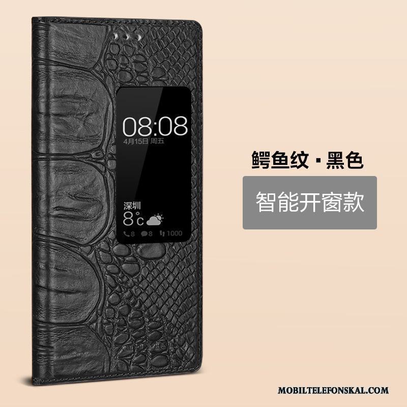 Huawei P9 Skal Täcka Läderfodral Mobil Telefon Skydd Dvala Business Äkta Läder