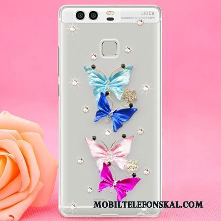 Huawei P9 Slim Strass Skal Telefon Hård Transparent Mobil Telefon Guld