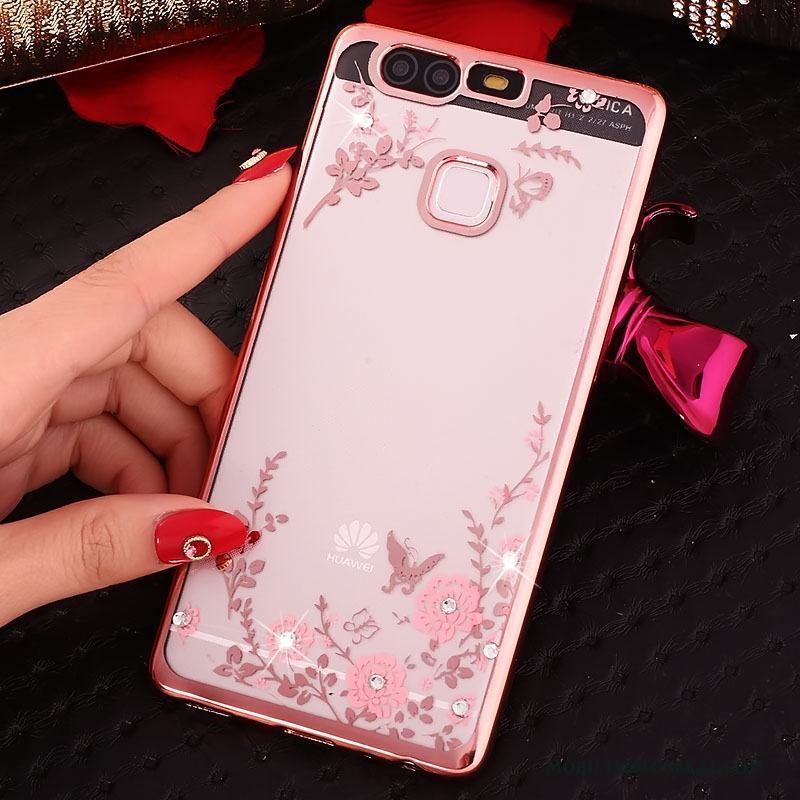 Huawei P9 Strass Rosa Skydd Fodral Skal Mobil Telefon Silikon