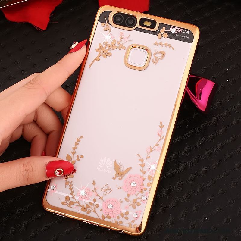 Huawei P9 Strass Rosa Skydd Fodral Skal Mobil Telefon Silikon