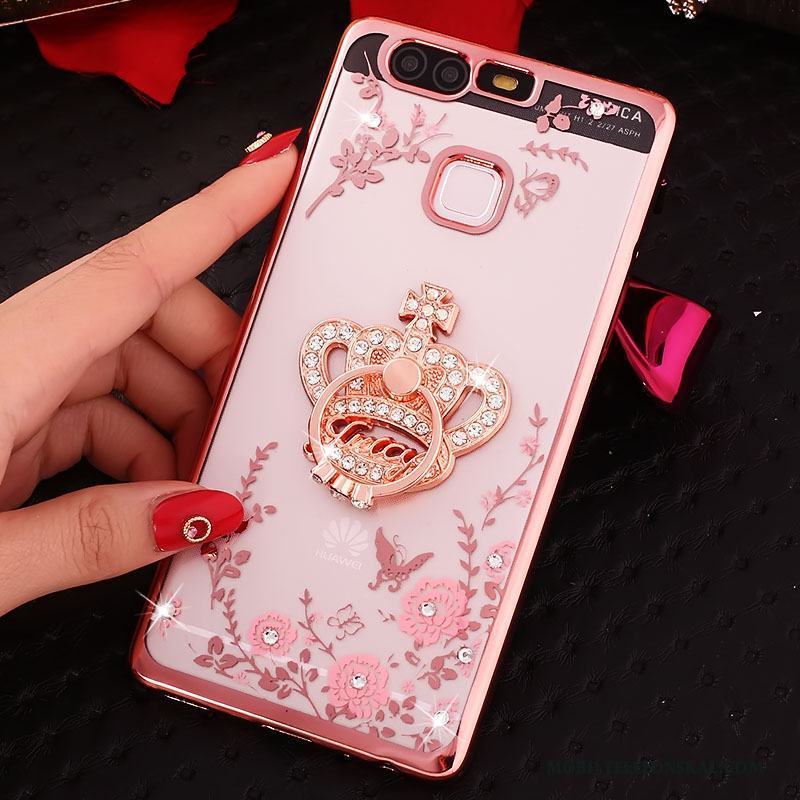 Huawei P9 Strass Rosa Skydd Fodral Skal Mobil Telefon Silikon