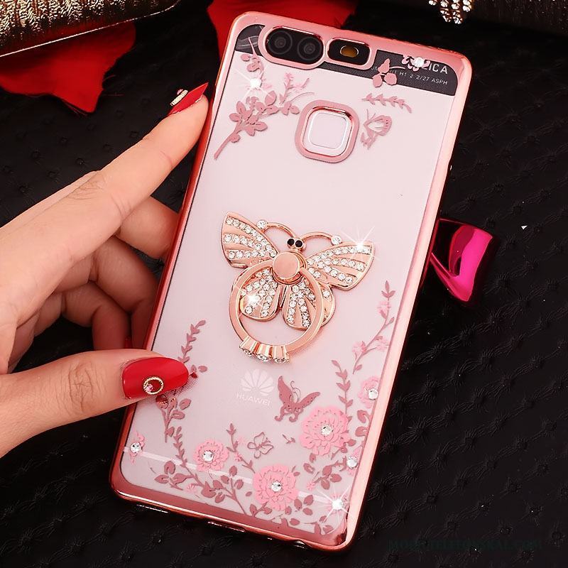 Huawei P9 Strass Rosa Skydd Fodral Skal Mobil Telefon Silikon