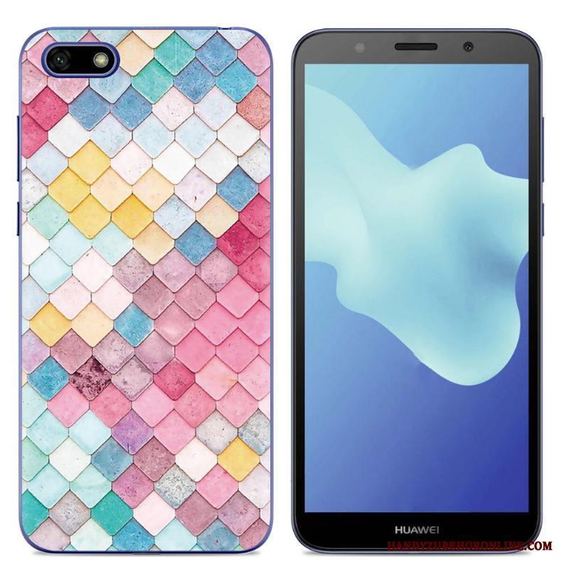 Huawei Y5 2018 Trend Mobil Telefon Skydd Silikonskal Fodral Skal Telefon Blå
