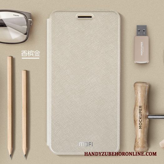 Huawei Y6 2019 Fallskydd Silikon Nubuck Läderfodral Guld Mjuk Skal