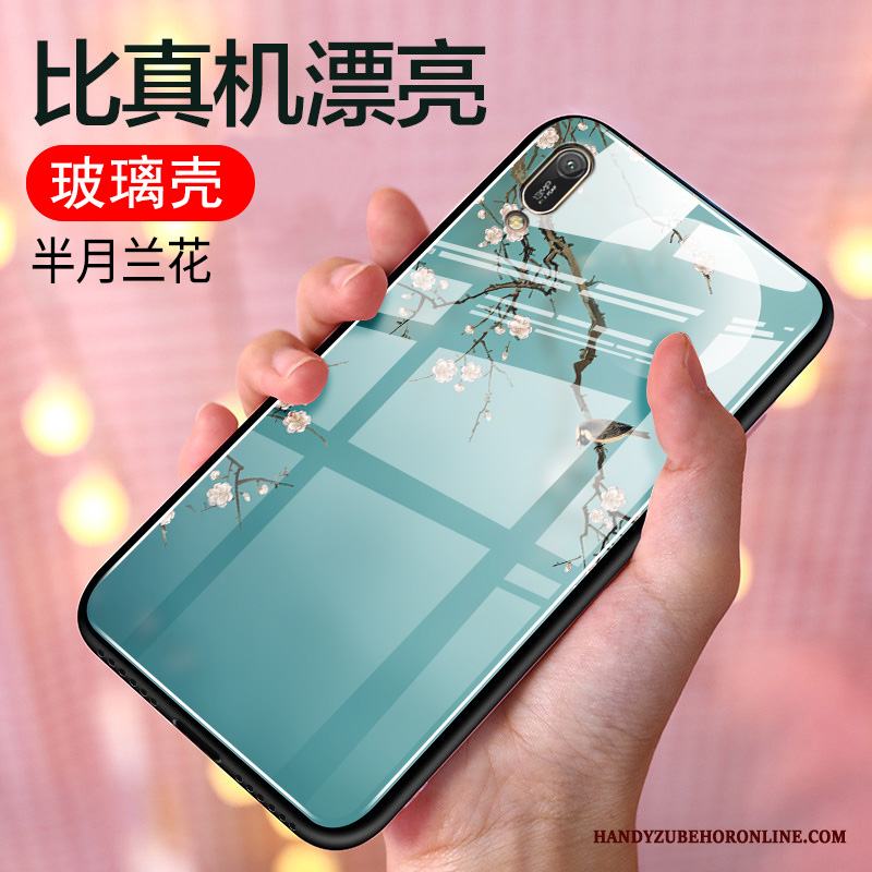 Huawei Y6 2019 Skal Blå Kinesisk Stil Fodral Mjuk Spegel All Inclusive Silikon