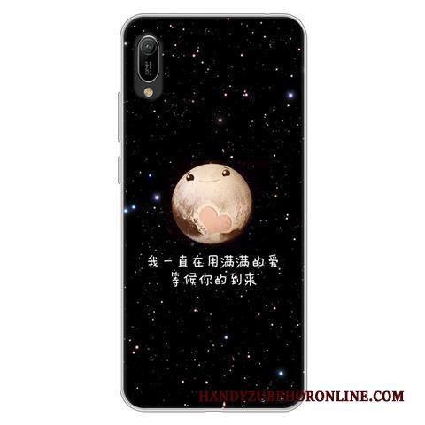 Huawei Y6 2019 Skal Kreativa Svart Fodral Fallskydd Mjuk Tecknat